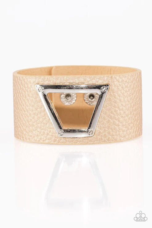 Power Play - Gold/Silver Abstract Skin to Peek Metallic Shimmer Leather Bracelet B#4191