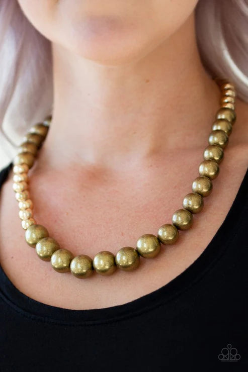 Power To The People - Brass/Gold Dramatic Asymmetrical Draped Necklace N#3446