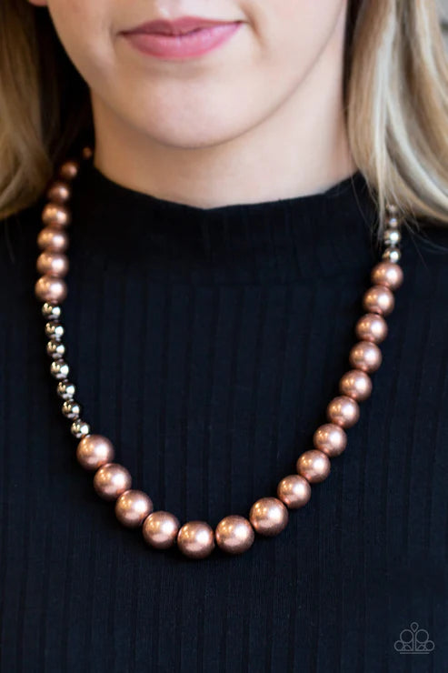 Power To The People - Copper/Gunmetal Dramatic Asymmetrical Draped Necklace N#4192