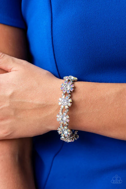 Premium Perennial - Oversized Multi Iridescent Dotted Floral Petal Bloom Bracelet B#2513