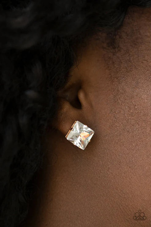 Prima Donna Drama - Oversized Gold Regal Princess Cut Earrings E#3087
