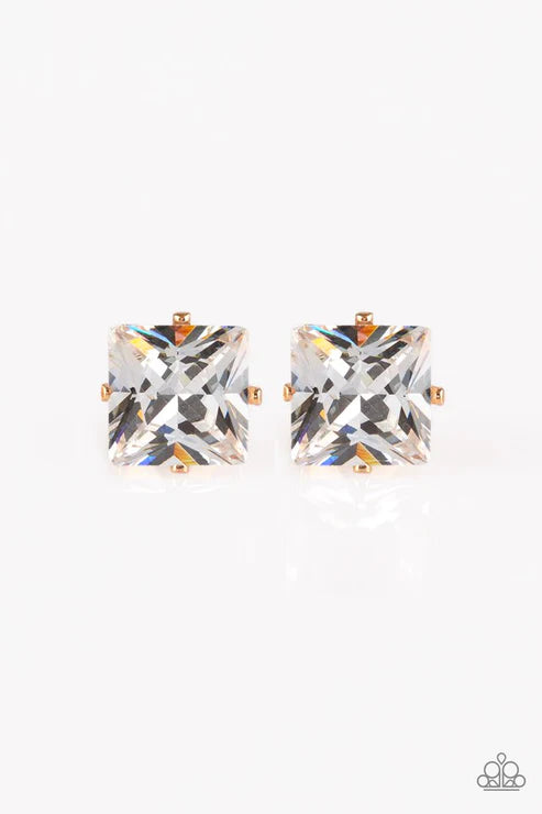 Prima Donna Drama - Oversized Gold Regal Princess Cut Earrings E#3087