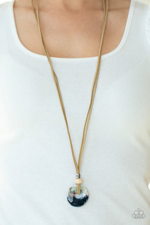 Primal Paradise - Multi Asymmetrical Ceramic Disc Suede Necklace N#3371