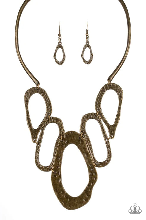 Prime Prowess - Brass Asymmetrical Hammered Hoop Collar Necklace N#3445