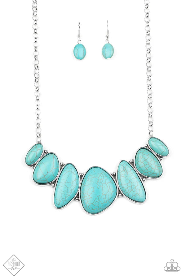 2-Piece Oversized Blue Imperfect Asymmetrical Hammered Stone Set SET#6930