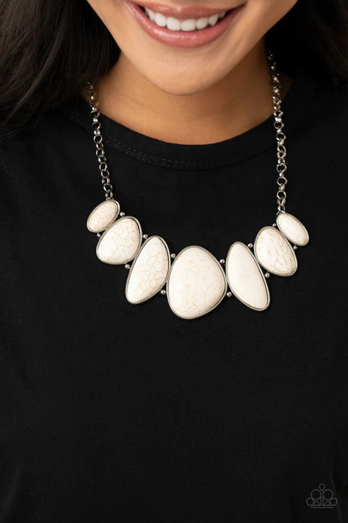 2-Piece Oversized White Imperfect Asymmetrical Hammered Stone Set SET#4478