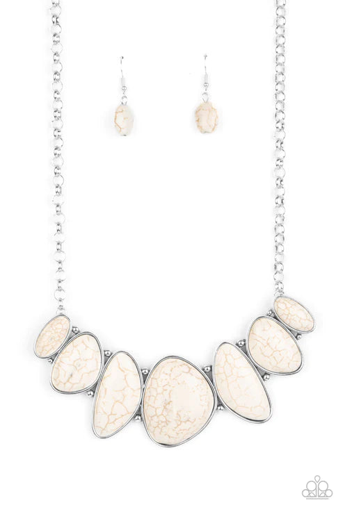 2-Piece Oversized White Imperfect Asymmetrical Hammered Stone Set SET#4478