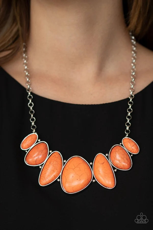 2-Piece Oversized Robust Orange Imperfect Asymmetrical Hammered Stone Set SET#6954