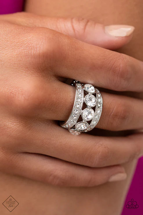 Princess Pedigree - Oversized White Encrusted Band Ring R#6696