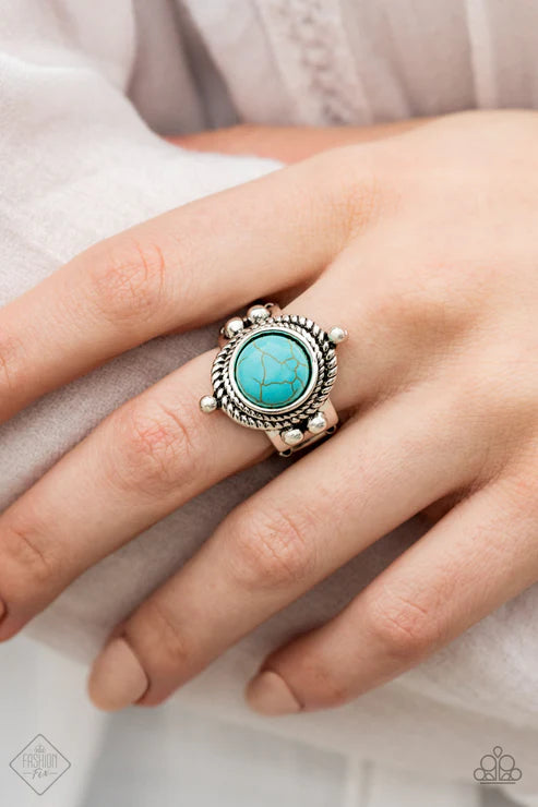 Prone To Wander - Blue Studded Twisted Rope Stone Ring R#5815