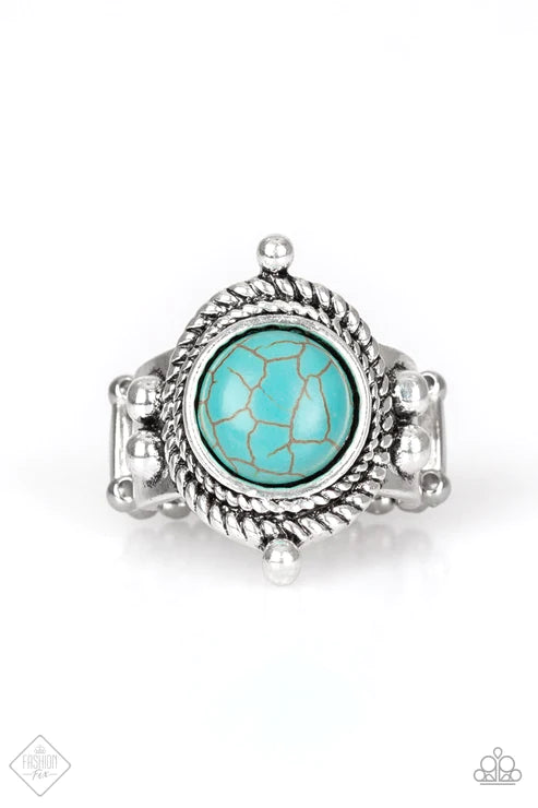 Prone To Wander - Blue Studded Twisted Rope Stone Ring R#5815