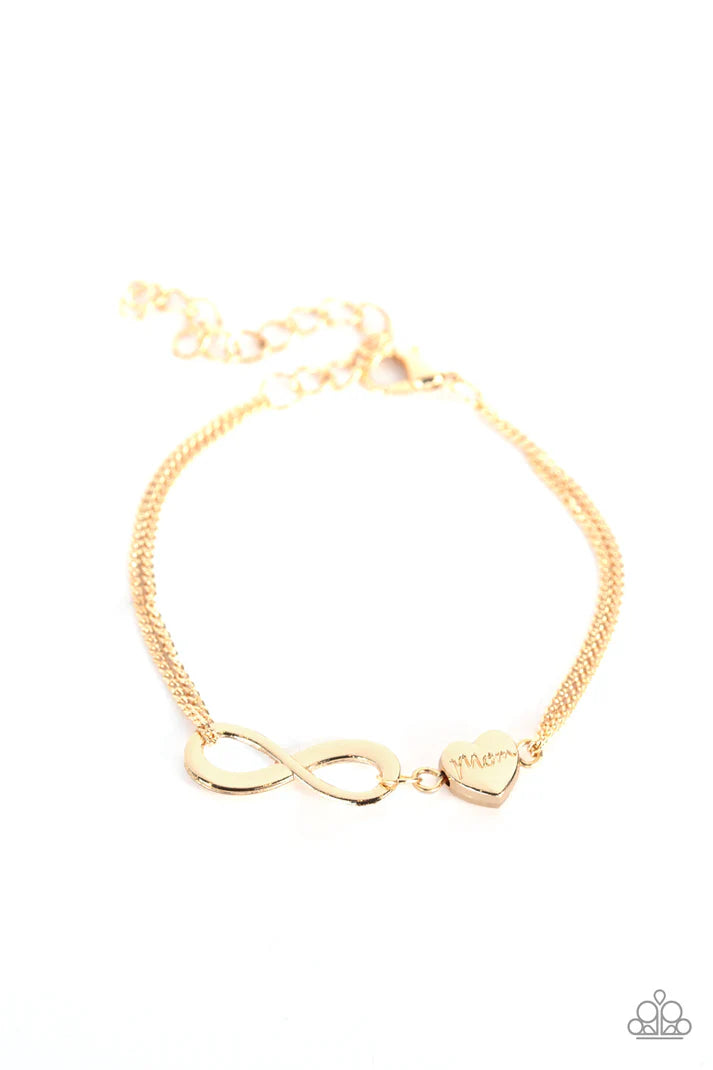 2-Piece Gold 3D Infinity/Heart Mom Stamped Link Set SET#2497