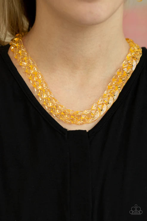 Put It On Ice - Glassy Gold Link Necklace N#3741