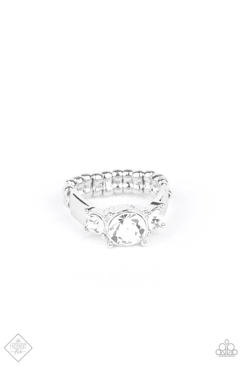 Put On The Blinders! - White Duo Flank Encrusted Ring R#903