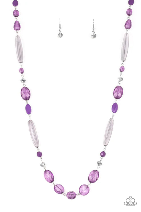 Quite Quintessence - Purple Metallic Shimmer Faceted Crystal Necklace N#4111