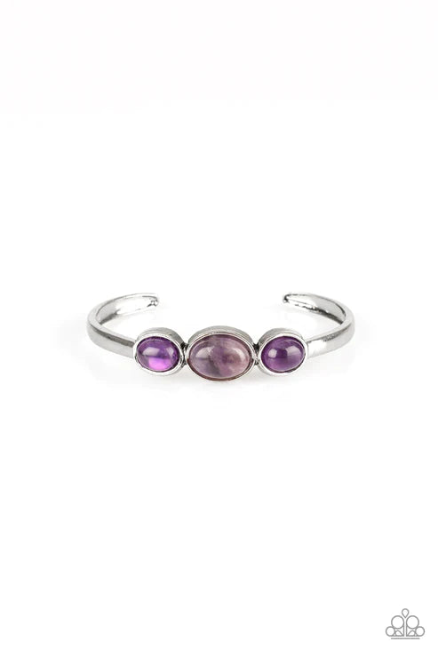 ROAM Rules - Purple Glassy Encrusted Stones Cuff Bracelet B#3387