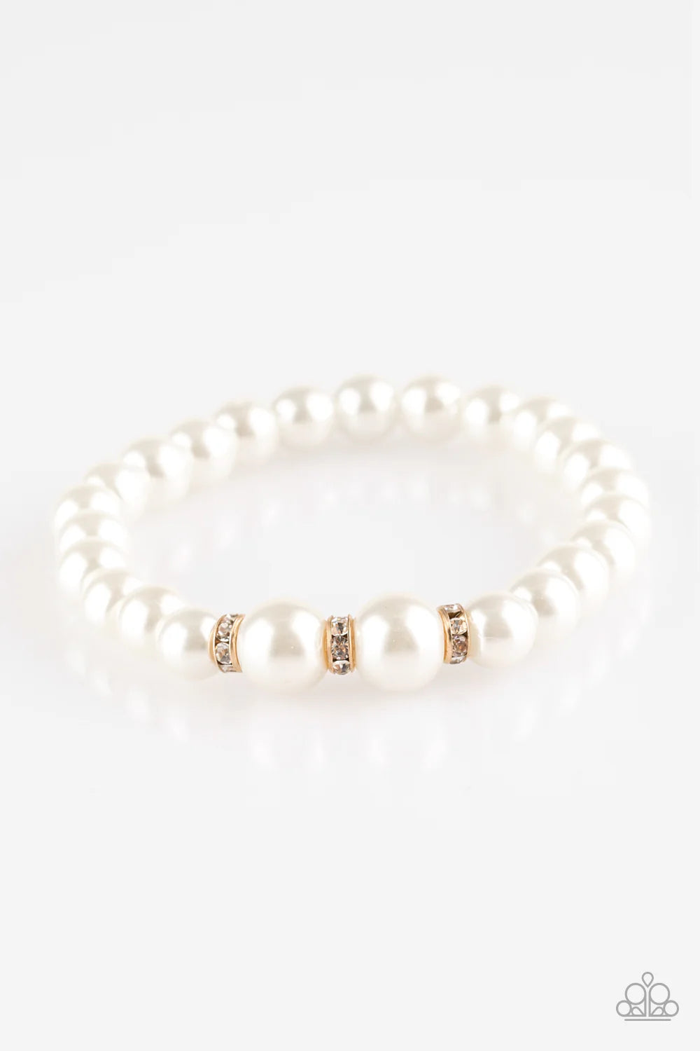 2-Piece White/Gold Luminescent Pearl Encrusted Rings Set SET#7158