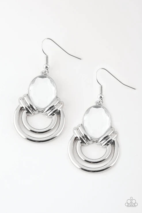 Real Queen - Oversized White Dramatic Regal Hoop Earrings E#3034