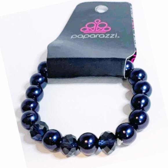 Really Resplendent -Blue Infused Trio Metallic Crystal Refined Pearls Bracelet B#5263