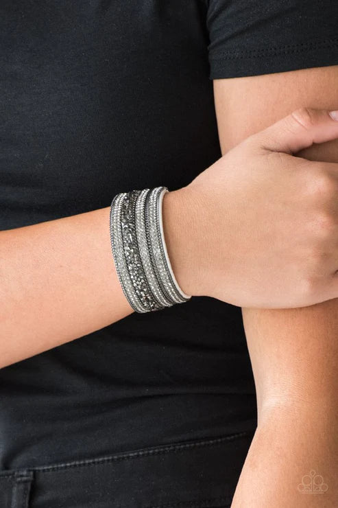 Really Rock Band - White Smoky Prism Suede Bracelet B#6154