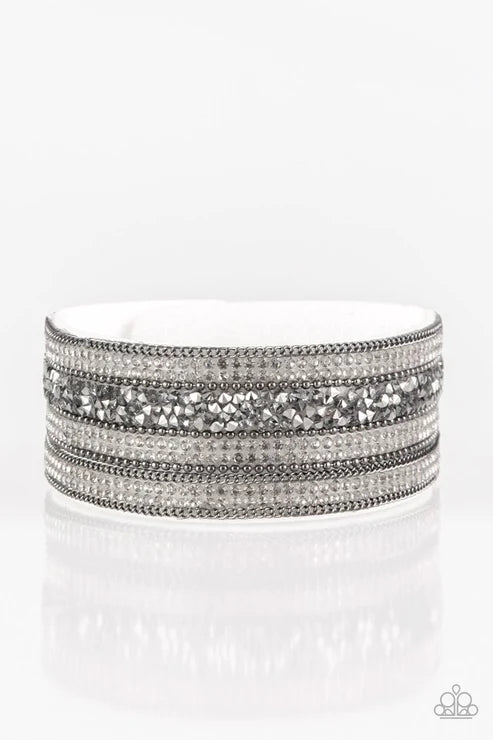 Really Rock Band - White Smoky Prism Suede Bracelet B#6154