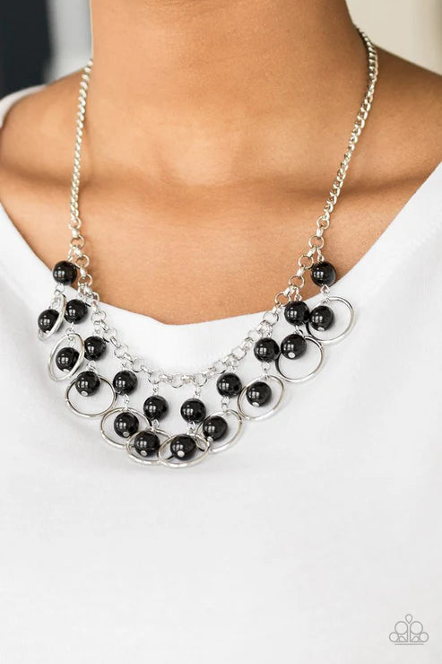 Really Rococo - Black Hoops Drip Fringe Necklace N#6275