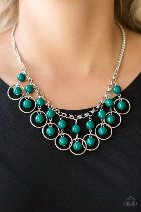 Really Rococo - Green (Arcadia ) Hoops Drip Fringe Necklace N#6540