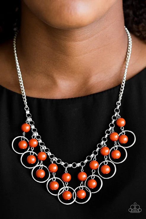 Really Rococo - Orange Hoops Drip Fringe Necklace N#5436