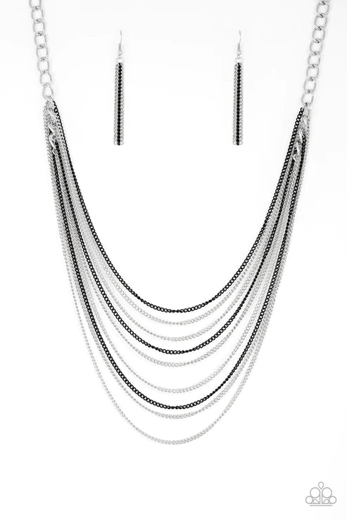 Rebel Rainbow - Black/Silver Link Necklace N#3038