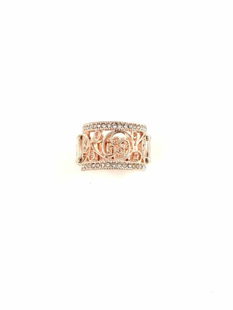 Regal Reflections - Oversized Rose Gold Duo Encrusted Coalescing Frilly Filigree Vines Ring R#2034