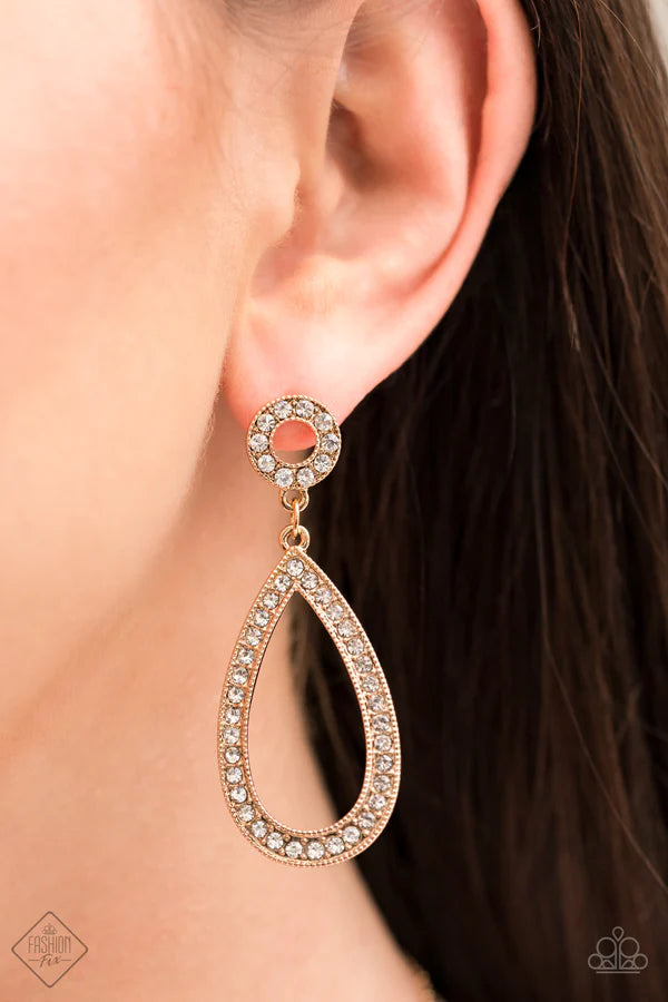3-Piece Oversized Gold Round/Oval/Teardrop Encrusted Linked Set SET#6880