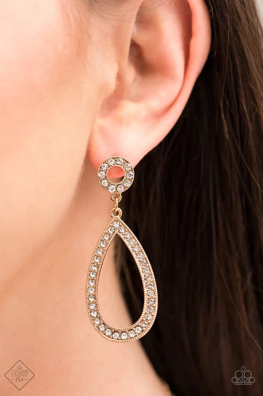 3-Piece Oversized Gold Round/Oval/Teardrop Encrusted Linked Set SET#6880