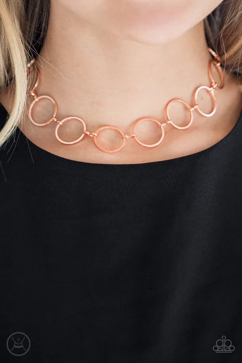 Retro Metro - Copper Hoop Link Choker Necklace N#6000