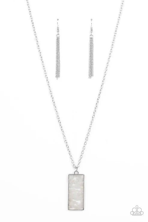 Retro Rock Collection - White Iridescent Pebbles Necklace N#3214