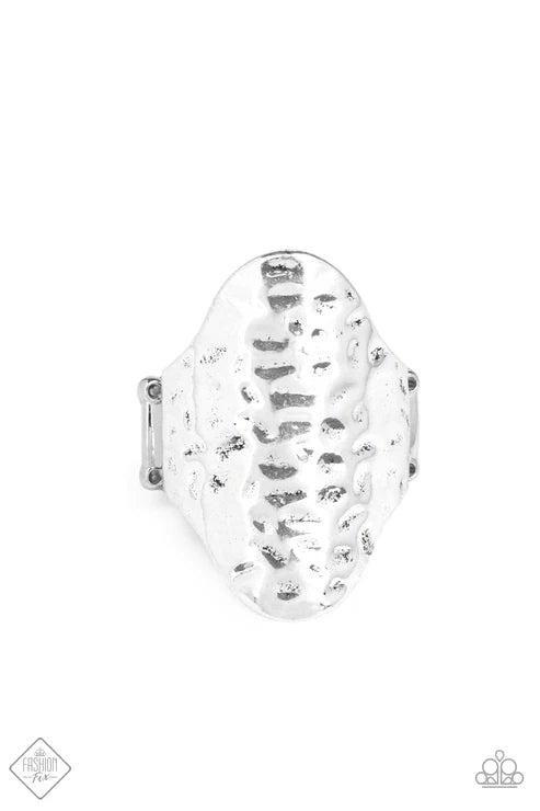 Revamped Ripple - Oversized Silver Wavy Texture Rippling  Ring R#1105