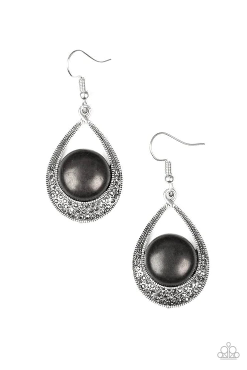 Richly Rio Rancho - Matte Black Encrusted Hematite Earrings E#5289