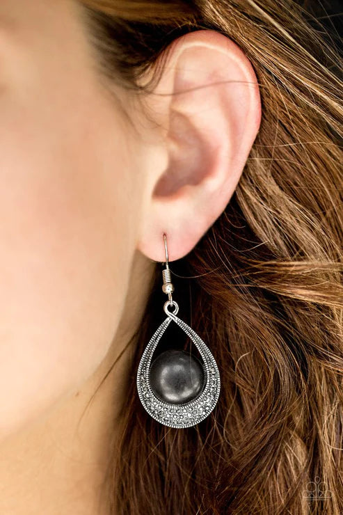 2-Piece Matte Black Stone Hematite Encrusted Set SET#6810