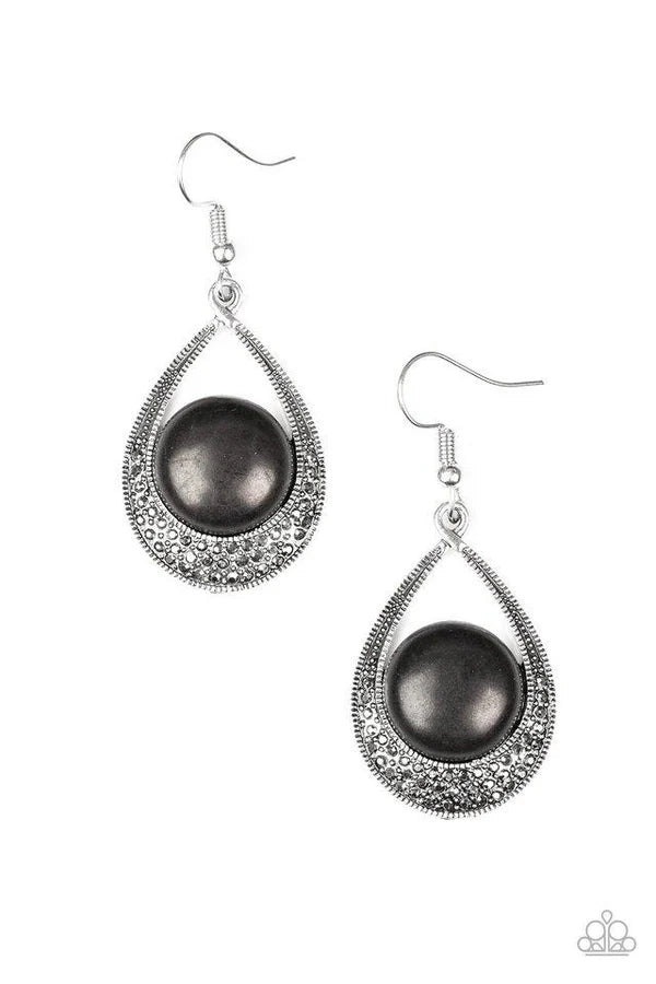 2-Piece Matte Black Stone Hematite Encrusted Set SET#6810