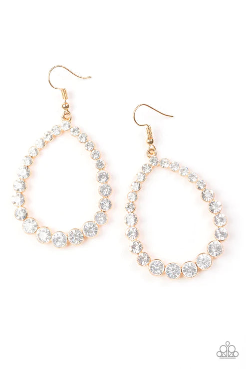 Rise and Sparkle! - Oversized Bubbly Gold Encrusted Teardrop Earrings E#3105
