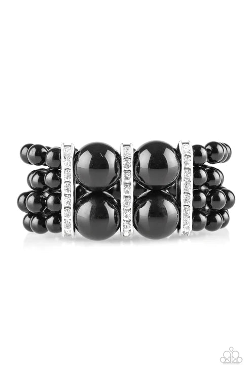 Romance Remix - Oversized Black Pearl Encrusted Twist Bracelet B#6346