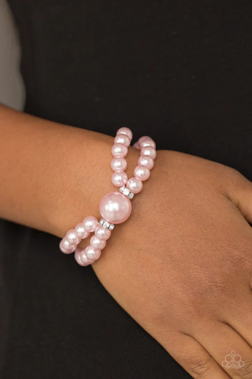 Romantic Redux - Oversized Pink Pearl Encrusted Bracelet B#6698