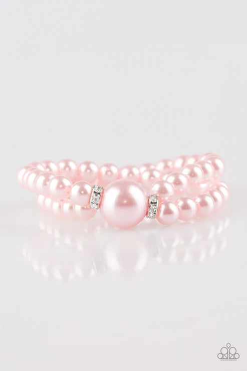 Romantic Redux - Oversized Pink Pearl Encrusted Bracelet B#6698