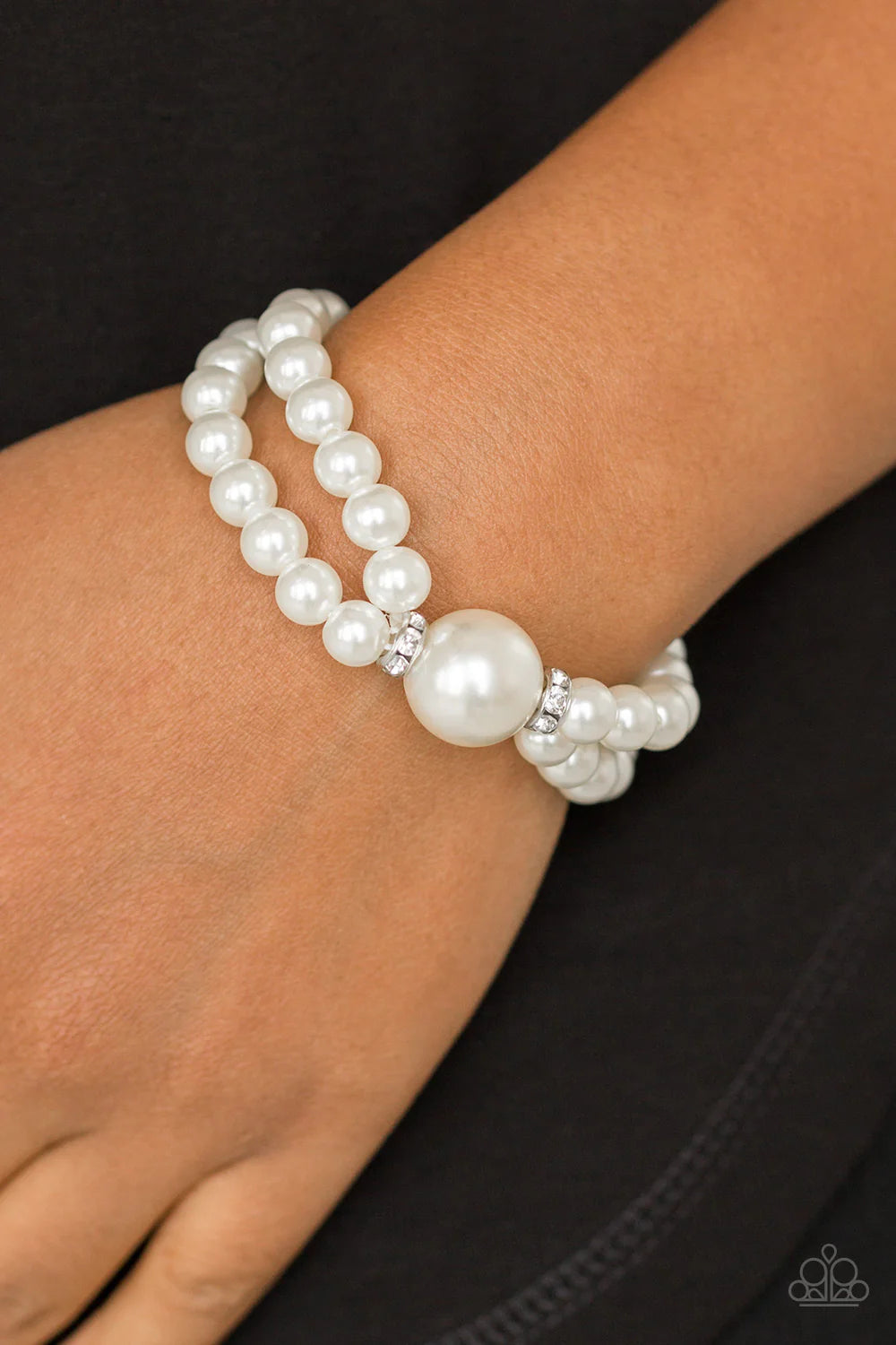 Romantic Redux - Oversized White Pearl Encrusted Bracelet B#7050