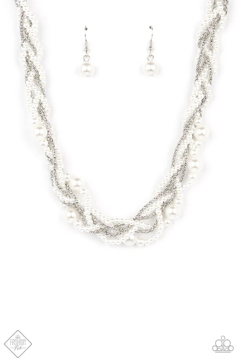 2-Piece White Pearl Twisted Cluster Tassel Set SET#6748