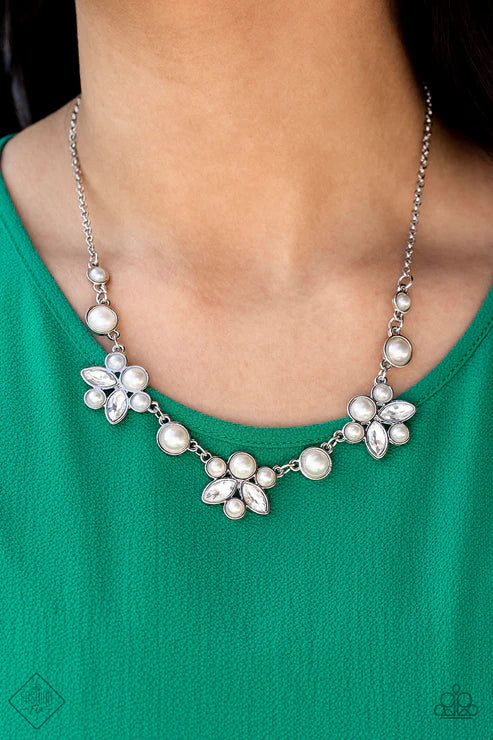 3-Piece Royal White Pearl Encrusted Marquise Cut Fan Cluster Set SET#6692