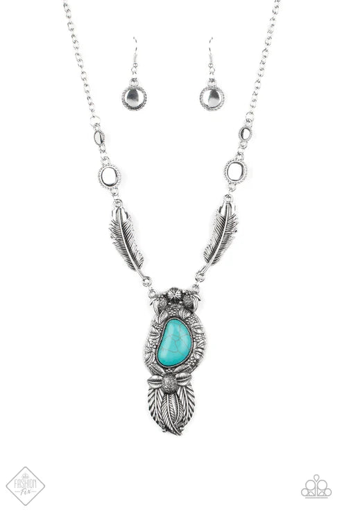 3-Piece Blue Sunburst Stone3D Feather Floral Leafy Set SET#6656