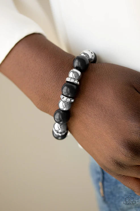 Ruling Class Radiance - Matte Black Encrusted Stone Bracelet B#6585