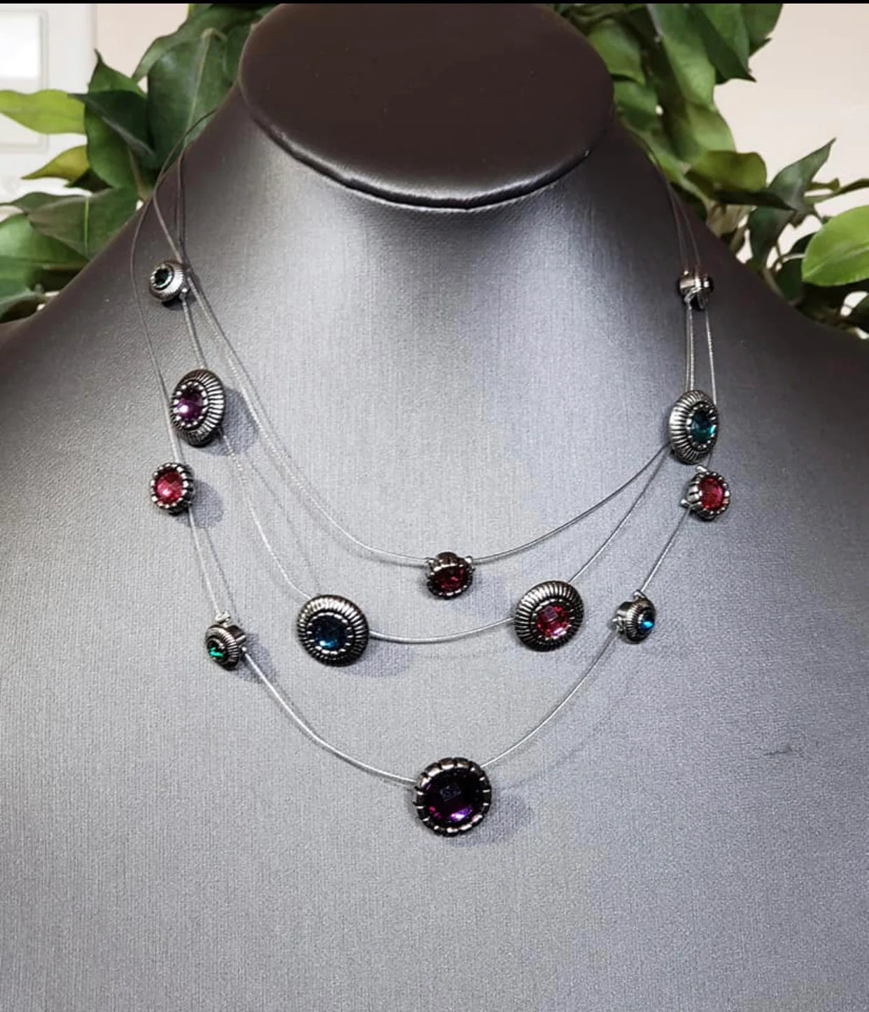SHEER Thing! - Multi (Pink/Blue/Purple) Ornate Dotted Encrusted Necklace N#5383