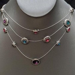 SHEER Thing! - Multi (Pink/Blue/Purple) Ornate Dotted Encrusted Necklace N#5383