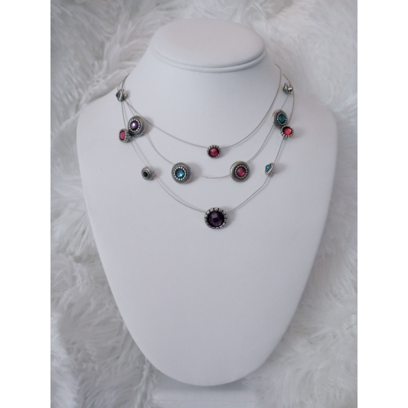 SHEER Thing! - Multi (Pink/Blue/Purple) Ornate Dotted Encrusted Necklace N#5383